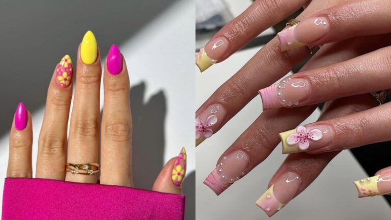 Pink And Yellow Nails