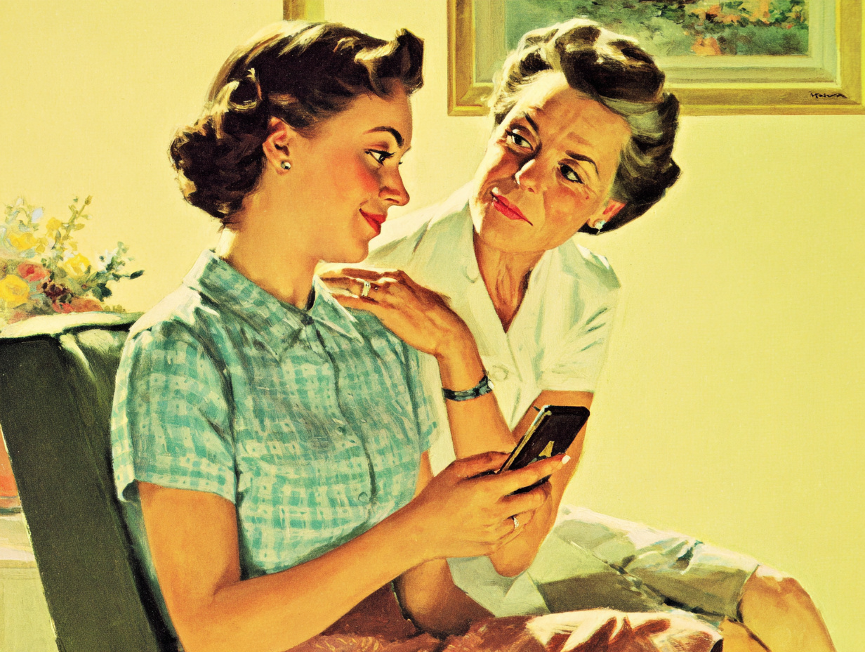 A mother listening attentively to her adult daughter without jumping in with opinions.