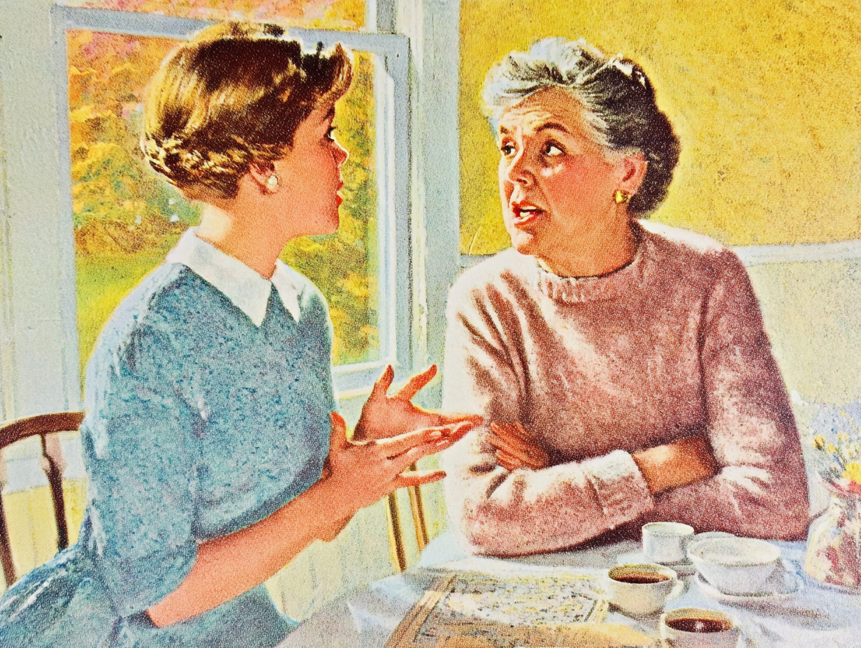 A mother listening with genuine curiosity as her adult daughter shares her life and plans.